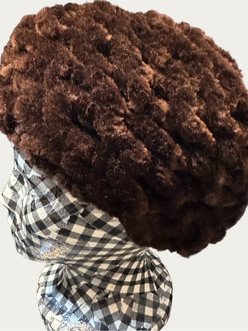 Warm Fluffy Faux Fur Cozy Brown Wool Blend Cap Beret